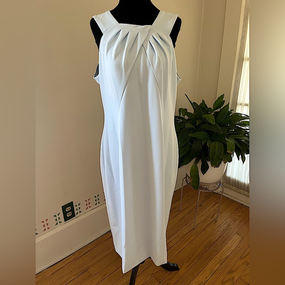 Calvin Klein Elegant Light Blue Sleeveless Dress - Size 14
